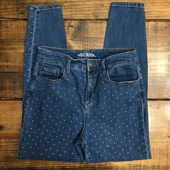 Wild Fable Rhinestone Studded High Rise Skinny Jeans - Picture 3 of 15